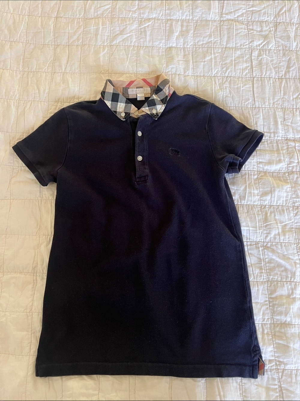 Burberry youth boy polo navy shirt size 10/12